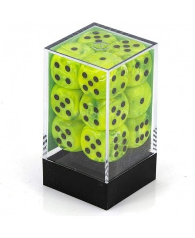 Dice D6 Sets: Vortex Bright Green with Black - 16Mm Six Sided Die (12) Block of Dice $17.59 - Game Accessories