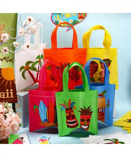 24 Pcs Hawaiian Gift Bags Non Woven Party Tropical Luau Goodie Tiki Aloha Hula Favor Summer Pool Treat Tote for Birthday Baby...