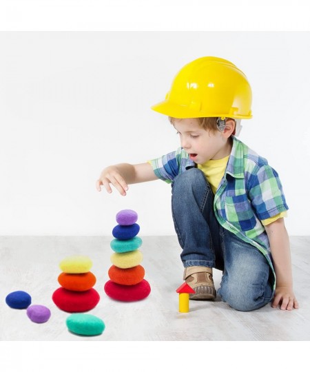 Soft Stacking Blocks Colored Felt Stones - 6 pcs | Stackable Toddler Toys | Children Learning Colors Cognitive & Motor Skills...