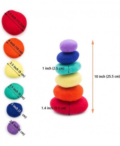 Soft Stacking Blocks Colored Felt Stones - 6 pcs | Stackable Toddler Toys | Children Learning Colors Cognitive & Motor Skills...