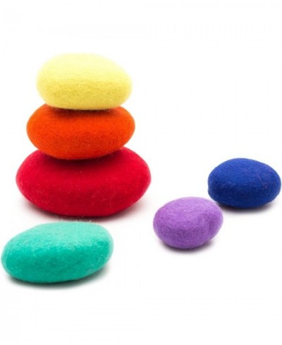 Soft Stacking Blocks Colored Felt Stones - 6 pcs | Stackable Toddler Toys | Children Learning Colors Cognitive & Motor Skills...