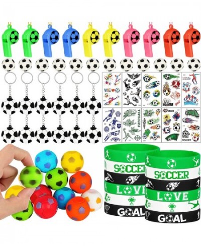 Soccer Party Favors Set 80 PCS Soccer Toys Whistle Fidget Spinner Silicone Bracelet Tattoo Stickers Eraser Keychains for Socc...