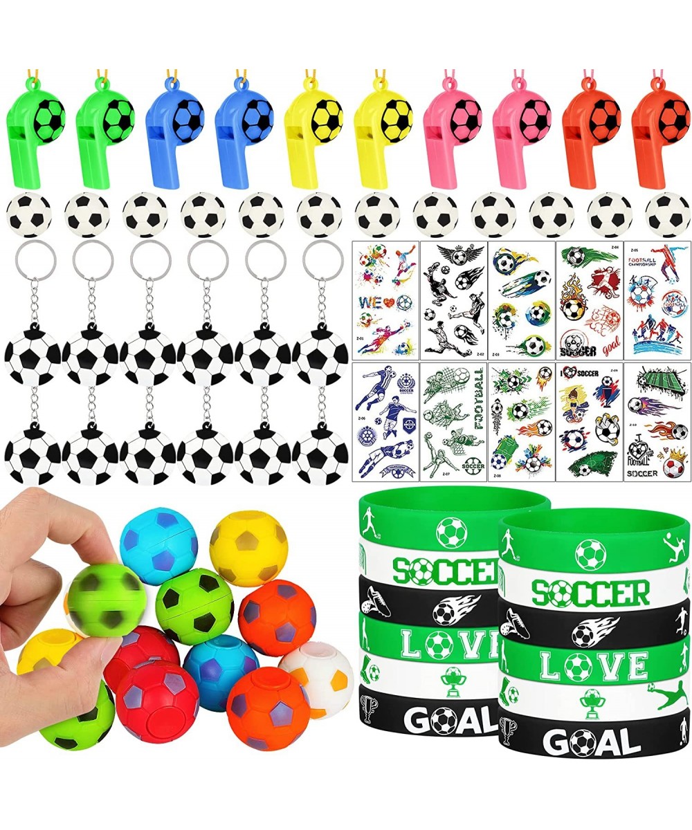 Soccer Party Favors Set 80 PCS Soccer Toys Whistle Fidget Spinner Silicone Bracelet Tattoo Stickers Eraser Keychains for Socc...