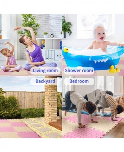 16 Tiles Foam Play Mat 0.4 Inch Thicked Interlocking Floor Mats with Solid Colors Squares Baby Play Mat EVA Foam Puzzle Floor...