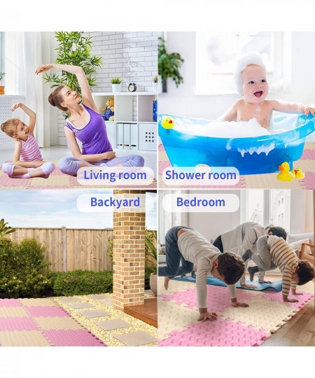 16 Tiles Foam Play Mat 0.4 Inch Thicked Interlocking Floor Mats with Solid Colors Squares Baby Play Mat EVA Foam Puzzle Floor...