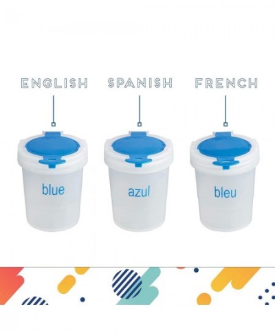 No-Spill Paint Cups - Mini Trilingual Cups Set & Matching Paint Brushes with Tray - Art Supplies for Kids and Toddlers (13-Pi...