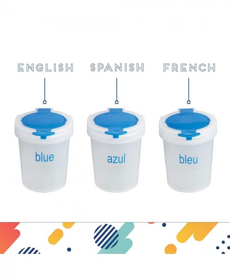 No-Spill Paint Cups - Mini Trilingual Cups Set & Matching Paint Brushes with Tray - Art Supplies for Kids and Toddlers (13-Pi...