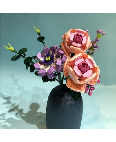 Rose Flowers Floral Bouquet Building Toys for Friends Artificial Flower Home Decor Display Building Set Making A Unique Roman...