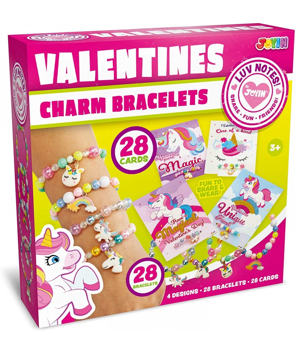 28 Packs Valentine Cards with Unicorn Bracelets for Kids Valentine‘s Day Gift Cards Unicorn Bracelets Valentine's Party Favor...