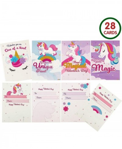 28 Packs Valentine Cards with Unicorn Bracelets for Kids Valentine‘s Day Gift Cards Unicorn Bracelets Valentine's Party Favor...