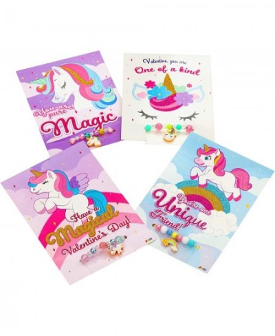 28 Packs Valentine Cards with Unicorn Bracelets for Kids Valentine‘s Day Gift Cards Unicorn Bracelets Valentine's Party Favor...