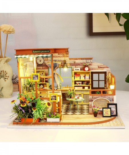 Miniature House Kit-DIY Miniature Dollhouse Kit-Mini House Making Kit with Furniture Lights-Wooden Model House to Build with ...