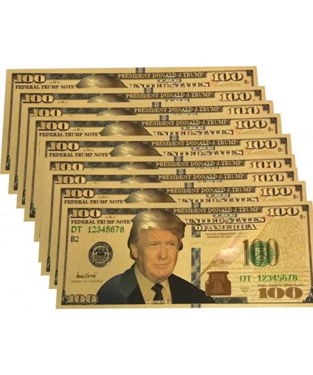 10pc Donald Trump Dollar Bill $100 24kt Gold Plated Commemorative Bank Note Collectors Item Great Gift for Coin Currency Coll...