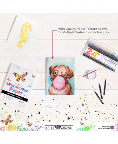 Watercolor Paper - 3 Pads (90 Sheets Total) of 140lb 300gsm Bright White Cold Press Texture Acid-Free Watercolor Paper for Ki...