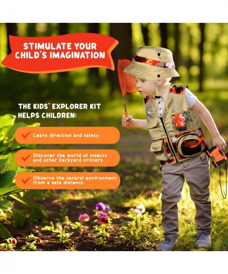 Complete Kids’ Outdoor Adventure Explorer Set Camping and Backyard Safari Kit with Hat Vest Binoculars Magnifying Glass Flash...