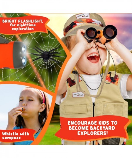 Complete Kids’ Outdoor Adventure Explorer Set Camping and Backyard Safari Kit with Hat Vest Binoculars Magnifying Glass Flash...