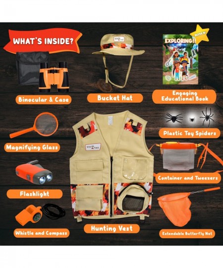 Complete Kids’ Outdoor Adventure Explorer Set Camping and Backyard Safari Kit with Hat Vest Binoculars Magnifying Glass Flash...