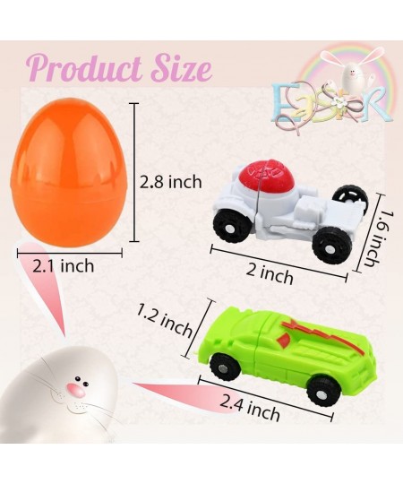 12 Packs Easter Eggs Filled with Deformation Cars Toys 2.8" Plastic Surprise Eggs Prefilled with Transform Car Robot Toys for...