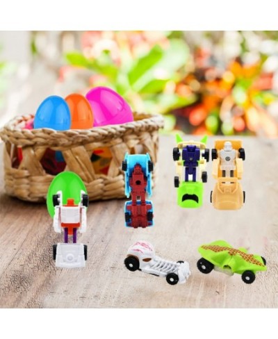 12 Packs Easter Eggs Filled with Deformation Cars Toys 2.8" Plastic Surprise Eggs Prefilled with Transform Car Robot Toys for...