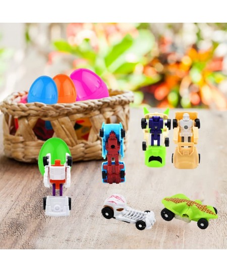 12 Packs Easter Eggs Filled with Deformation Cars Toys 2.8" Plastic Surprise Eggs Prefilled with Transform Car Robot Toys for...