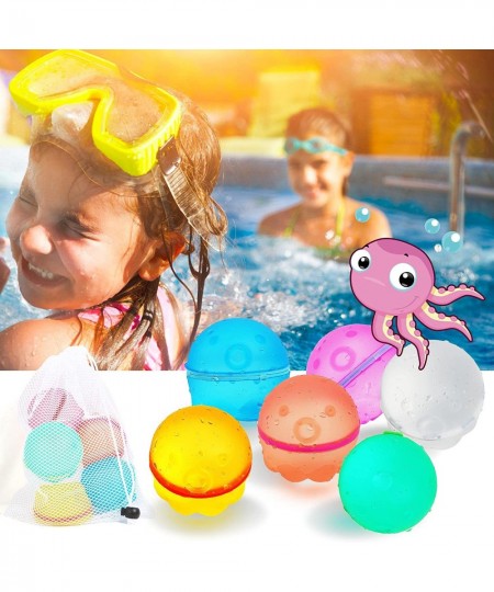 Reusable Water Balloons for kids - octopus - With mesh bag Self sealing quick fill magnetic water balloons Happy water bomb f...