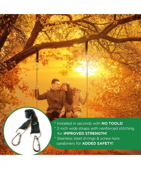 Tree Swing Hanging Straps Kit - Easy & Fast Installation - 5ft Extra Long Straps Hold 2000 lb - Safer Lock Snap Carabiner Hoo...