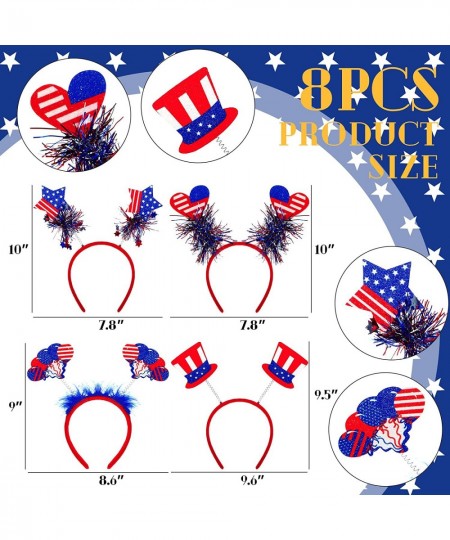 56 Pcs 4th of July Party Accessories Patriotic Photo Booth Props Patriotic Head Boppers Headband Patriotic Metallic Beaded Ne...