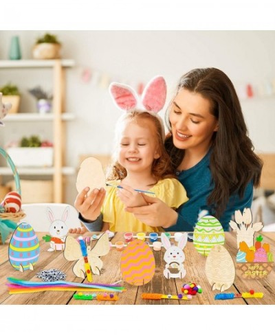 60Pcs Easter Wooden DIY Art Crafts for Kids Early Learning Painting Kits Unfinished Art Project Preschool Classroom Activitie...