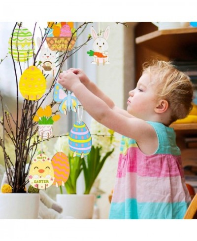 60Pcs Easter Wooden DIY Art Crafts for Kids Early Learning Painting Kits Unfinished Art Project Preschool Classroom Activitie...