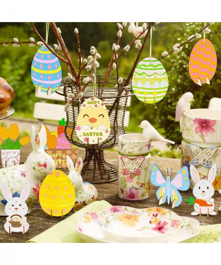 60Pcs Easter Wooden DIY Art Crafts for Kids Early Learning Painting Kits Unfinished Art Project Preschool Classroom Activitie...