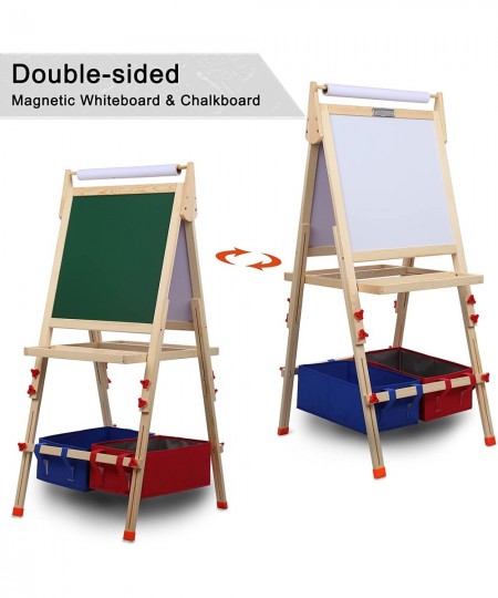 Art Easel for Kids Standing Kid's Art Easel Kids Easel with Magnetic Chalkboard & White Board Kids Art Easel with Paper Roll ...