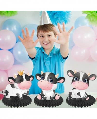 Double-sided Printed Cow Birthday Party Decoration Honeycomb Table Topper for Western Cowboy Theme Animal Theme Birthday Part...