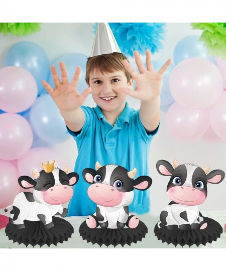 Double-sided Printed Cow Birthday Party Decoration Honeycomb Table Topper for Western Cowboy Theme Animal Theme Birthday Part...