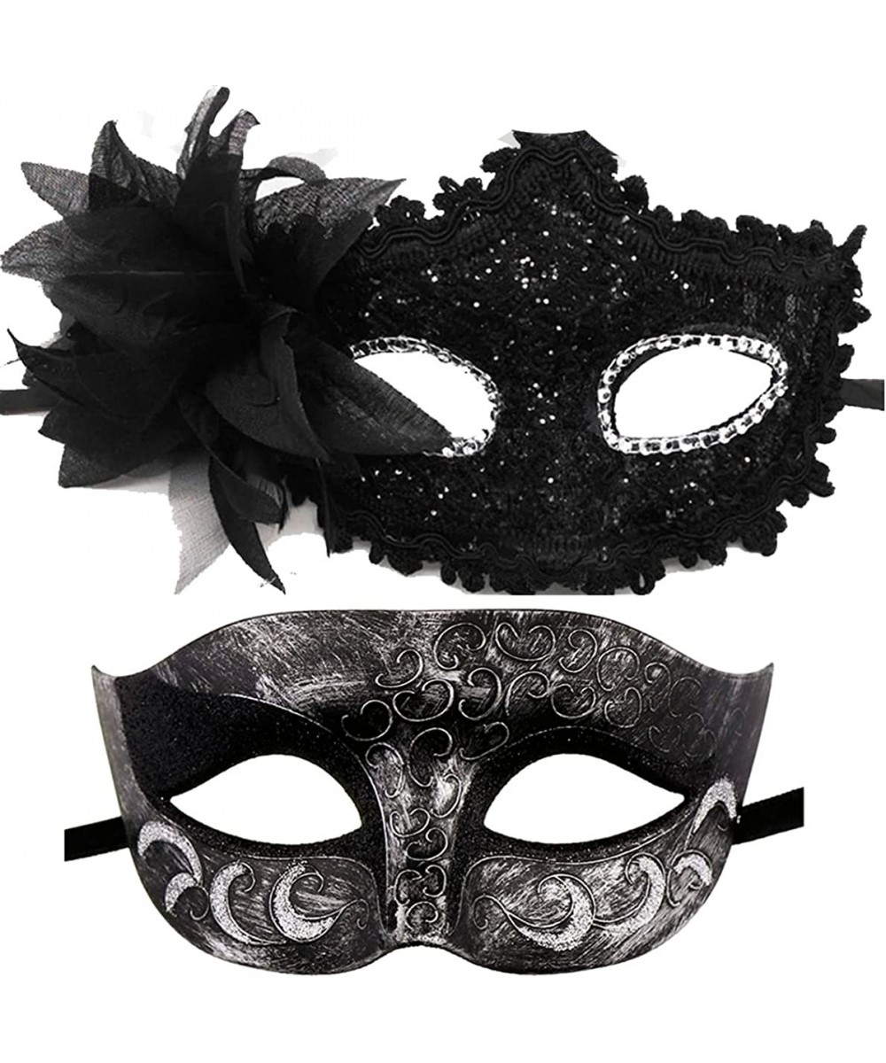 Rhinestone Rose Women Men Mask for Couples Mardi Gras $23.27 - Kids' Dress-Up Accessories