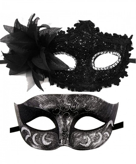 Rhinestone Rose Women Men Mask for Couples Mardi Gras $23.27 - Kids' Dress-Up Accessories