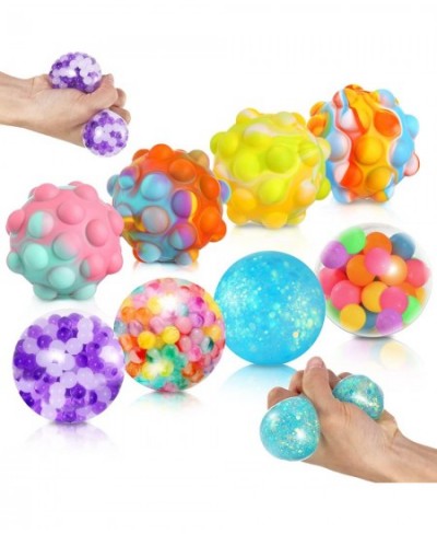 Stress Balls for Kids and Adults - Squishy Balls Set 8PCS Squeezing Ball with Glitter Water Beads and Pop Ball 3D Sensory Fid...