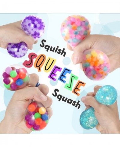 Stress Balls for Kids and Adults - Squishy Balls Set 8PCS Squeezing Ball with Glitter Water Beads and Pop Ball 3D Sensory Fid...