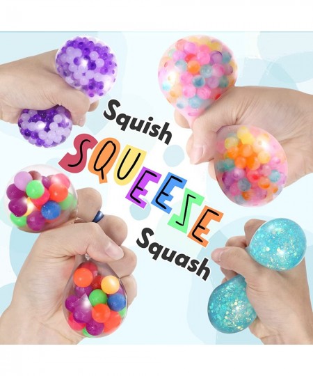 Stress Balls for Kids and Adults - Squishy Balls Set 8PCS Squeezing Ball with Glitter Water Beads and Pop Ball 3D Sensory Fid...