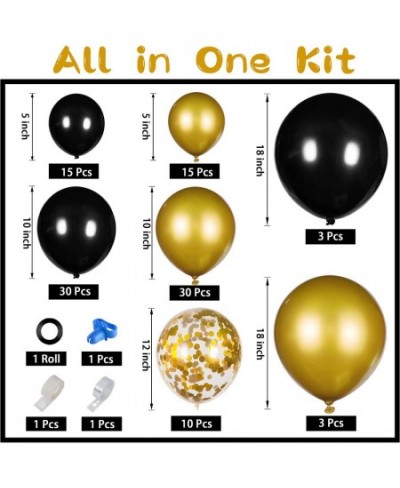 Black and Gold Balloon Garland Arch Kit with 5 inch+10 inch+12 inch+18 inch Metallic Gold and Black Latex Confetti Balloons f...