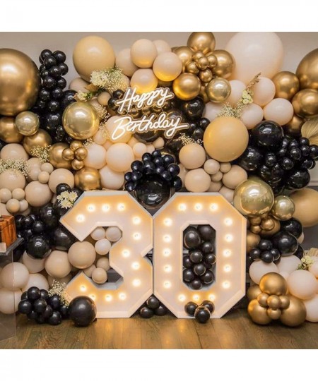 Black and Gold Balloon Garland Arch Kit with 5 inch+10 inch+12 inch+18 inch Metallic Gold and Black Latex Confetti Balloons f...