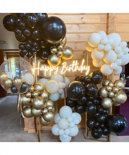 Black and Gold Balloon Garland Arch Kit with 5 inch+10 inch+12 inch+18 inch Metallic Gold and Black Latex Confetti Balloons f...