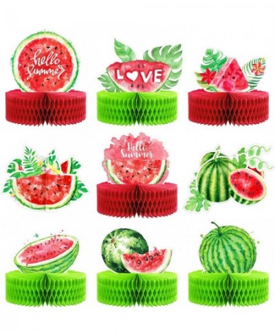 9 Pcs Watermelon Honeycomb Centerpiece Watermelon Party Decorations Summer Fruit Supplies Watermelon Party Supplies 3D Waterm...