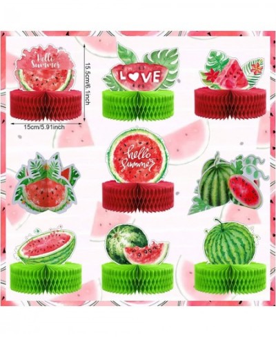 9 Pcs Watermelon Honeycomb Centerpiece Watermelon Party Decorations Summer Fruit Supplies Watermelon Party Supplies 3D Waterm...