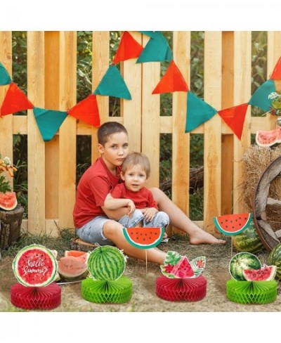 9 Pcs Watermelon Honeycomb Centerpiece Watermelon Party Decorations Summer Fruit Supplies Watermelon Party Supplies 3D Waterm...