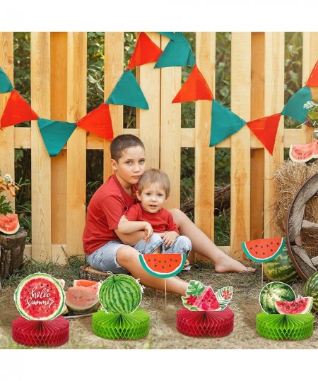 9 Pcs Watermelon Honeycomb Centerpiece Watermelon Party Decorations Summer Fruit Supplies Watermelon Party Supplies 3D Waterm...