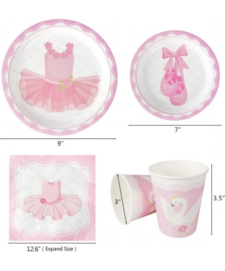 Ballerina Party Pack Serves 16 Guest -Including Dinner Plates Luncheon Napkins and Cups Supply Tableware Set Kit for Dancing ...