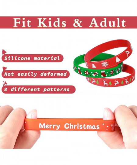 48Pcs Christmas Rubber Bracelets for Kids Silicone Wristbands with 8 Patterns Christmas Toys Bulk Christmas Stocking Stuffers...