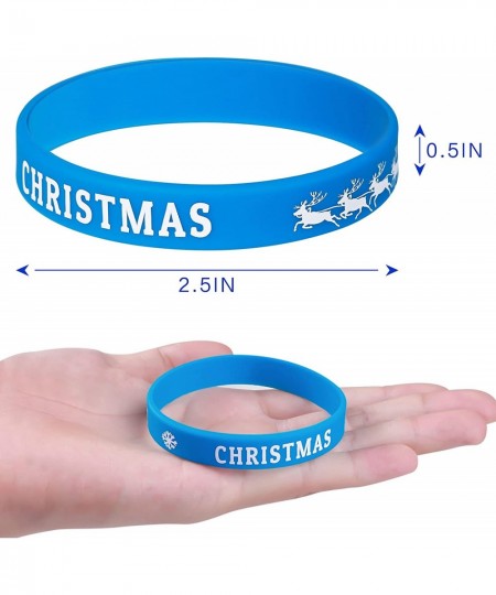 48Pcs Christmas Rubber Bracelets for Kids Silicone Wristbands with 8 Patterns Christmas Toys Bulk Christmas Stocking Stuffers...