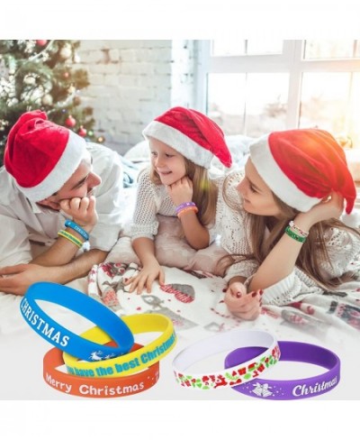 48Pcs Christmas Rubber Bracelets for Kids Silicone Wristbands with 8 Patterns Christmas Toys Bulk Christmas Stocking Stuffers...