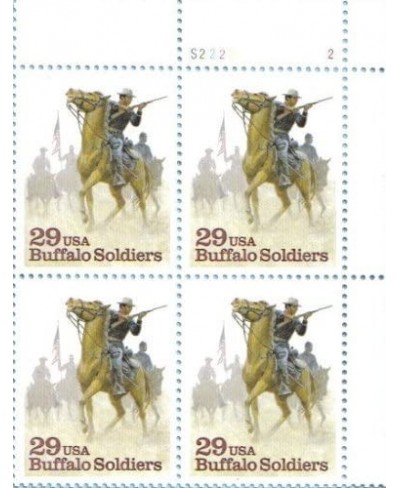 BUFFALO SOLDIERS ~ NEGRO CALVARY ~ BLACK HERITAGE 2818 Plate Block of 4 x 29 cents US Postage Stamps $14.98 - Collectible Pos...